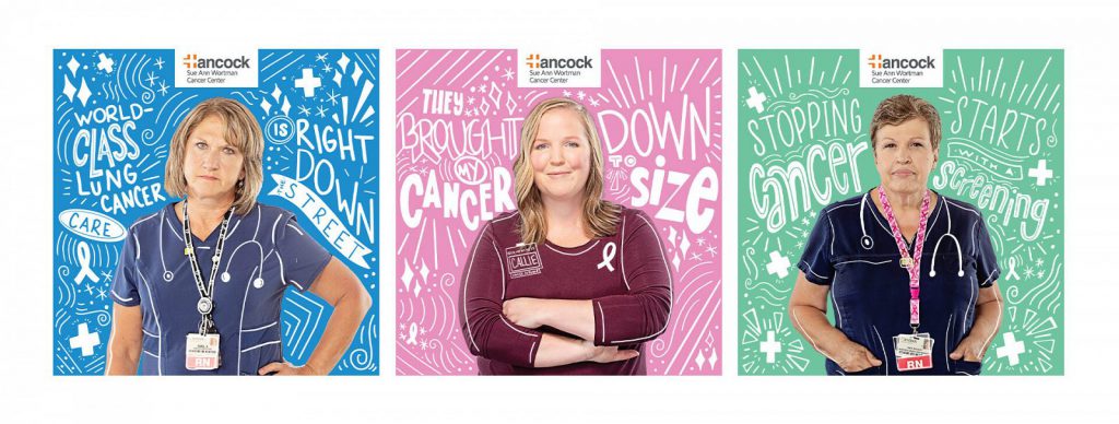 Hancock Cancer campaign illustration examples