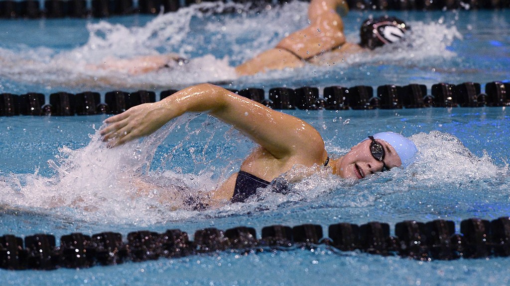 Kylie Mihok swimming in competition