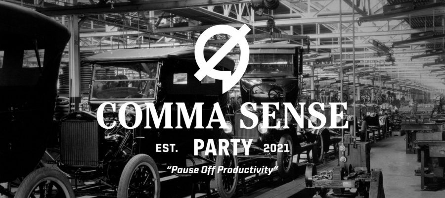 Comma Sense Party banner